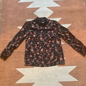 Small CeCe black and orange long sleeve blouse